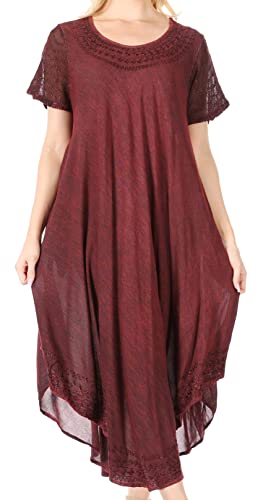 Sakkas 00931 Everyday Essentials Kaftan-Kleid mit Flügelärmeln/Vertuschung - A-Burgandy - OS von Sakkas