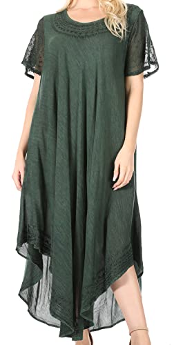 Sakkas 00931 Everyday Essentials Kaftan-Kleid mit Flügelärmeln/Vertuschung - A-ForestGreen - OS von Sakkas