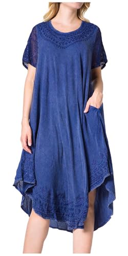 Sakkas 00931 Everyday Essentials Kaftan-Kleid mit Flügelärmeln/Vertuschung - A-Indigo - OS von Sakkas