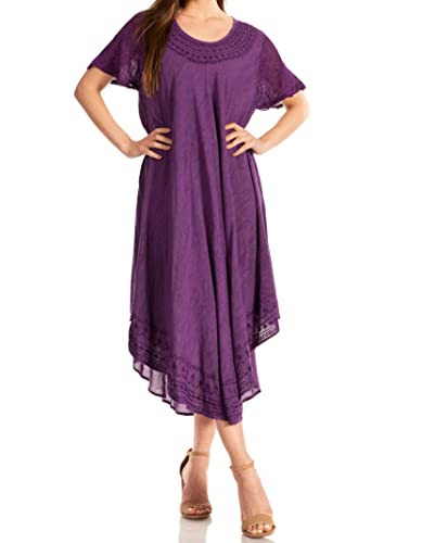 Sakkas 00931 Everyday Essentials Kaftan-Kleid mit Flügelärmeln/Vertuschung - A-Lila - OS von Sakkas