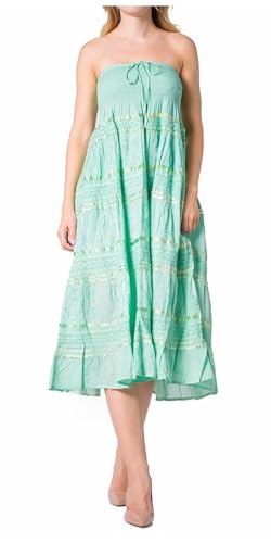 Sakkas 0604 Bauern-Boho-Rock aus Spitze und Bändern - A-Teal - OS von Sakkas