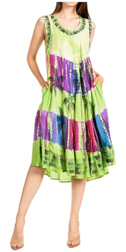 Sakkas 101RC Palme Abbindebatik Kaftan Kleid/Vertuschung - Lime - One Size von Sakkas