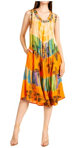 Sakkas 101RC Palme Abbindebatik Kaftan Kleid/Vertuschung - Orange - One Size von Sakkas
