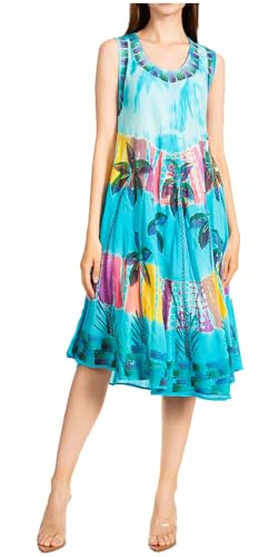 Sakkas 101RC Palme Abbindebatik Kaftan Kleid/Vertuschung - Türkis - One Size von Sakkas