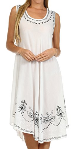 Sakkas 1051 Everyday Essentials Caftan Cover Up - Weiß/Schwarz - One Size von Sakkas