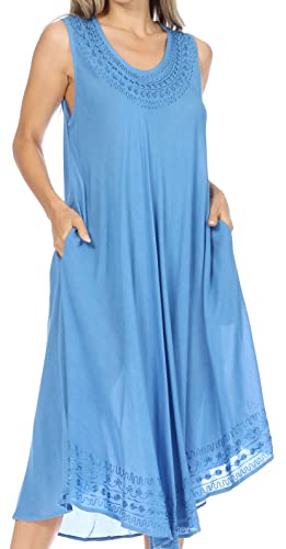 Sakkas 1051 Tägliches Essentials Kaftan Kleid/Cover Up - Blau - One Size von Sakkas