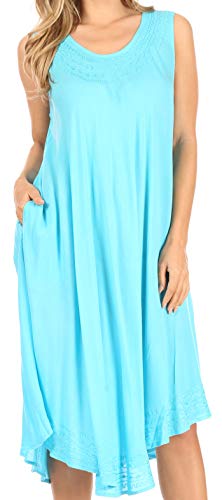 Sakkas 1051 Tägliches Essentials Kaftan Kleid/Cover Up - Türkis - One Size von Sakkas