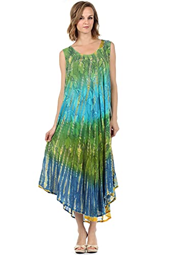 Sakkas 10831 Ombre Floral Tie Dye Tank Mantel Kaftan Viskose Kleid - Grün/One Size Sakkas 10831 Ombre Floral Tie Dye Tank Mantel Kaftan Viskose Kleid - Grün/One Size von Sakkas