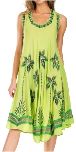 Sakkas 117 Aquarell-Palme-Behälter Kaftan Kleid - Grün/One Size von Sakkas