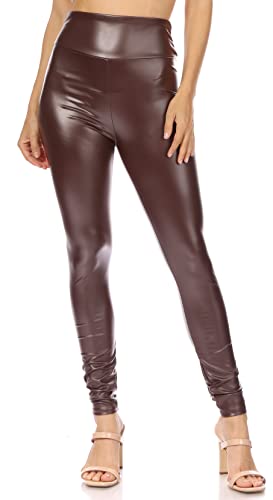 Sakkas 1436 Matte Liquid Stretch-Leggings mit hoher Taille Braun - 2X von Sakkas