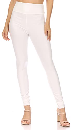 Sakkas 1436 Matte Liquid Stretch-Leggings mit hoher Taille Off White - M von Sakkas