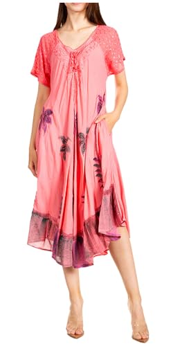 Sakkas 14610New - Kai Palme Kaftan-Behälter-Kleid/Vertuschung - Coral - One Size Regular von Sakkas