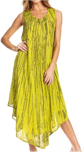 Sakkas 14801 - Kara Long Drapiertes ärmelloses marmoriertes Kaftan Kleid/Vertuschung - PineAppleYellow - OS von Sakkas
