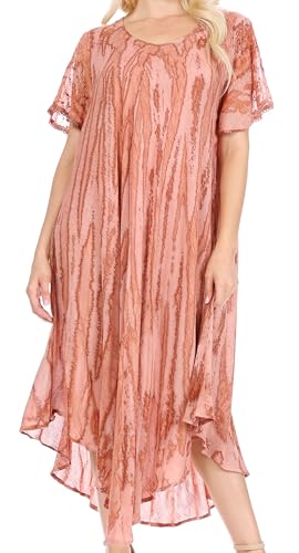Sakkas 14802 - Faye Cap Ärmel Viskose Caftan Cover Up Kleid - Violett - OS von Sakkas