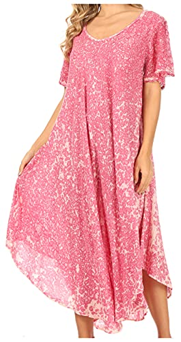 Sakkas 15802 - Lila Ärmelloses Freckled gefärbt Scoop-Ausschnitt lang Kaftan Kleid/Abdeckung -Koralle-OS von Sakkas