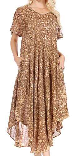 Sakkas 15802 - Lila Ärmelloses Freckled gefärbt Scoop-Ausschnitt lang Kaftan Kleid/Abdeckung -Sand-OS von Sakkas