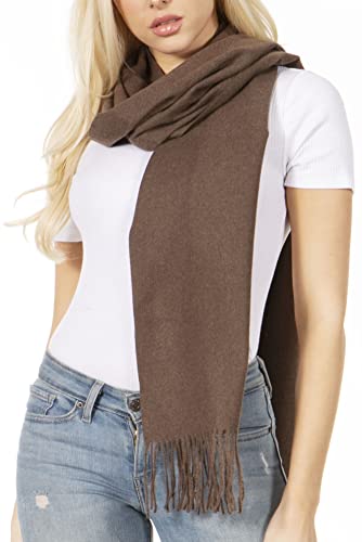 Sakkas 1590 - Booker Kaschmir Feel Solid Uniform Unisex Winter Schal Mit Fransen - Schokolade - OS von Sakkas
