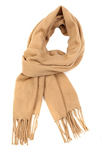 Sakkas 1590 - Booker Kaschmir Feel Solid Uniform Unisex Winter Schal Mit Pony - Camel - OS von Sakkas