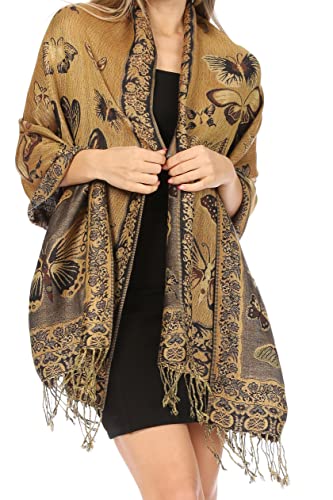 Sakkas 16126 - Liua Lange breite Gewebte Patterned Entwurf Bunt Pashmina-Schal/Schal - Beige - OS von Sakkas