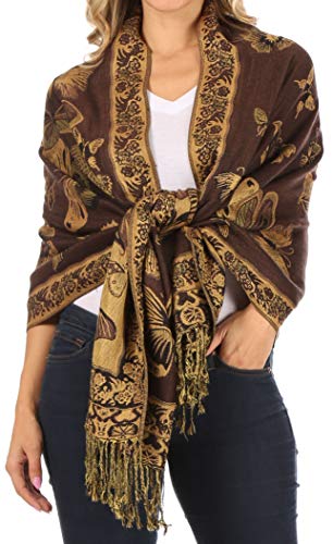 Sakkas 16126 - Liua Lange breite Gewebte Patterned Entwurf Bunt Pashmina-Schal/Schal - Brown - OS von Sakkas