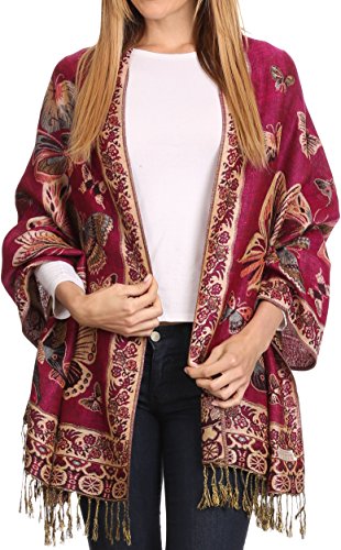 Sakkas 16126 - Liua Lange breite Gewebte Patterned Entwurf Bunt Pashmina-Schal/Schal - Fuchsia - OS von Sakkas