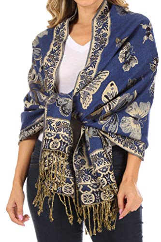 Sakkas 16126 - Liua Lange breite Gewebte Patterned Entwurf Bunt Pashmina-Schal/Schal - Royal Blue - OS von Sakkas