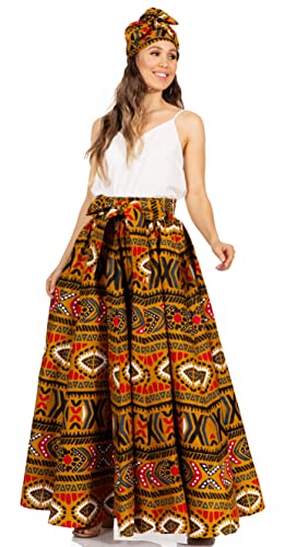 Sakkas 16317-2 - Asma Second Convertible Traditional Wax Print Maxirock mit verstellbarem Träger - 232 - OS Sakkas 16317-2 - Asma Second Convertible Traditional Wax Print Maxirock mit verstellbarem Träger - 232 - OS von Sakkas