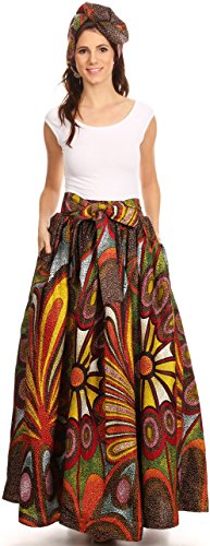 Sakkas 16317 - Asma Convertible Traditionelle Wachsdruck verstellbaren Riemen Maxirock | Kleid - 501-Multi - OS von Sakkas