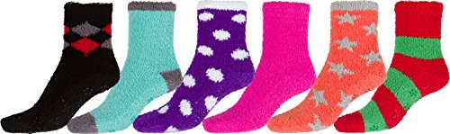 Sakkas 16801-pack1 Super Soft Anti-Rutsch-Fuzzy Söckchen Wert sortiert 6er Pack von Sakkas
