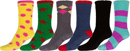 Sakkas 16802-pack6 Super Soft Anti-Rutsch-Fuzzy Crew Socken Wert sortiert 6er Pack von Sakkas