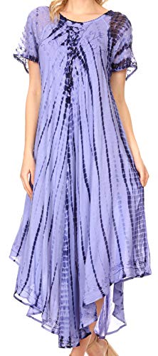 Sakkas 17601 - Yasmin Abbindebatik gestickte Sheer mit Flügelärmeln Sundress | Cover Up - Blau - OS von Sakkas