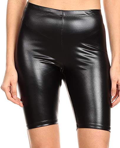 Sakkas 18-5212 - Damen Shinny Metallic Bike Shorts Stretchy Unisex - Made in USA - Schwarz - S von Sakkas