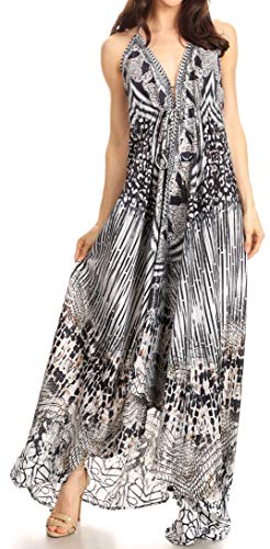 Sakkas 1817 - Lizi Damen Maxi High-Low Halfter Taschentuch Langes Kleid Beach Party - TRW275-White - OS von Sakkas