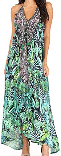 Sakkas 1817 - Lizi Damen Maxi High-Low Halfter Taschentuch Long Dress Beach Party - 449 - OS von Sakkas