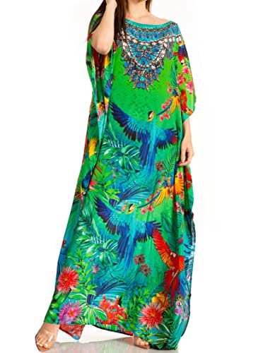 Sakkas 1820 - Jabari Damen Maxi Kurzarm Long Beach Kaftan Kleid Boho Loose Gown - 461 - OS von Sakkas