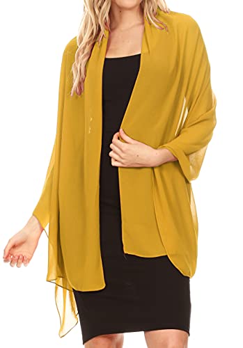 Sakkas 18225 - Jona Frauen Soft Sheer Chiffon Braut Hochzeit Abend Schal Schal Wrap Stola - Gold - 7029 von Sakkas