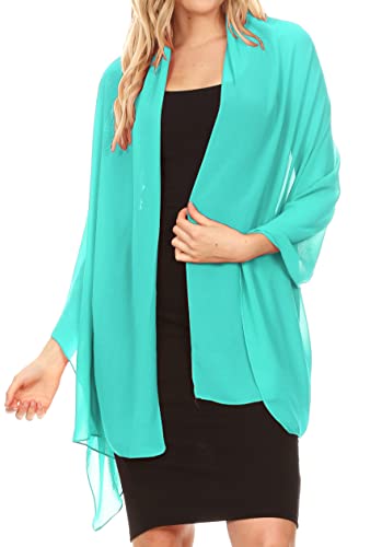 Sakkas 18225 - Jona Frauen Soft Sheer Chiffon Braut Hochzeit Abend Schal Schal Wrap Stola - Türkis - 7029 von Sakkas