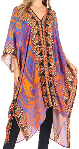 Sakkas 1824 - Alvita Frauen V-Ausschnitt Strandkleid Top Kaftan vertuschen mit Strasssteinen - TRM94-Multi-OS von Sakkas