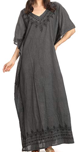 Sakkas 1901 - Favi Womens Casual Langes Maxikleid Caftan Cover Up Loungewear Rayon - 1-Black - OS von Sakkas