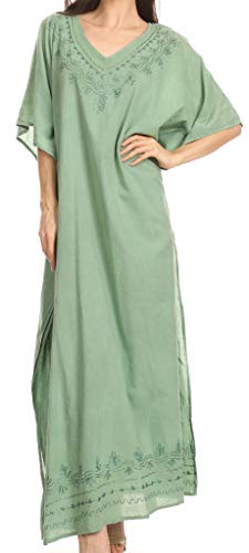 Sakkas 1901 - Favi Womens Casual Langes Maxikleid Caftan Cover Up Loungewear Rayon - Aqua - OS von Sakkas