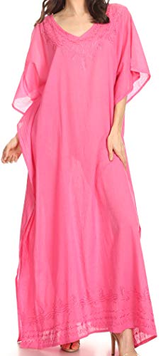 Sakkas 1901 - Favi Womens Casual Langes Maxikleid Caftan Cover Up Loungewear Rayon - Pink - OS von Sakkas