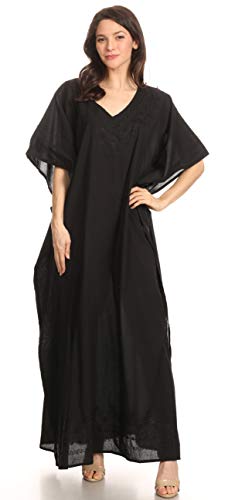 Sakkas 1901 - Favi Womens Casual Langes Maxikleid Caftan Cover Up Loungewear Rayon - Schwarz - OS von Sakkas