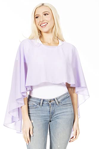 Sakkas 1921 - Anya Damen Soft Chiffon Hochzeit Brautjungfer Braut Cape Wrap Bolero Shrug - Lavendel - OS von Sakkas