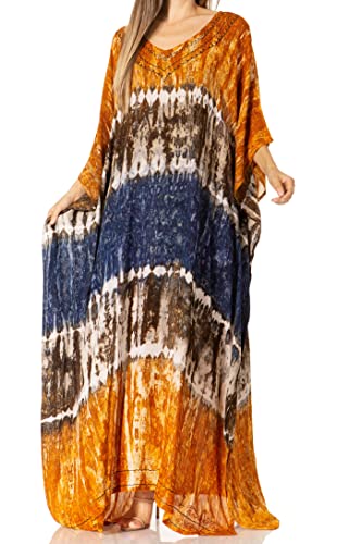 Sakkas 2006 - Catia Damen Boho Casual Langes Maxi Kaftan Kleid Kaftan Cover-up LougeWear - 18-Gold - OS Sakkas 2006 - Catia Damen Boho Casual Langes Maxi Kaftan Kleid Kaftan Cover-up LougeWear - 18-Gold - OS von Sakkas