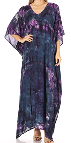 Sakkas 2006 - Catia Damen Boho Lässig Lang Maxi Caftan Kleid Kaftan Vertuschung LougeWear - 4-Grau - OS von Sakkas