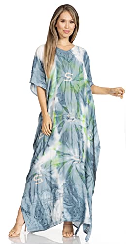 Sakkas 2019 - Pilar Petit Damen Casual Langarm Strand Maxi Kaftan Kaftan Kleid - 12-GreyWhite - OS von Sakkas