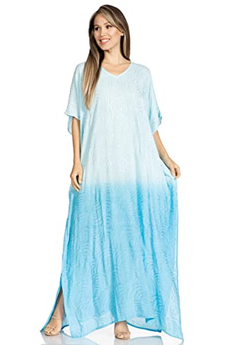 Sakkas 2019 - Pilar Petit Damen Casual Langarm Strand Maxi Kaftan Kaftan Kleid - 13-Blau - OS von Sakkas