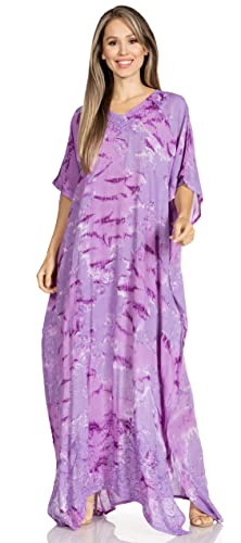 Sakkas 2019 - Pilar Petit Damen Casual Langarm Strand Maxi Kaftan Kaftan Kleid - 3-Lila - OS von Sakkas