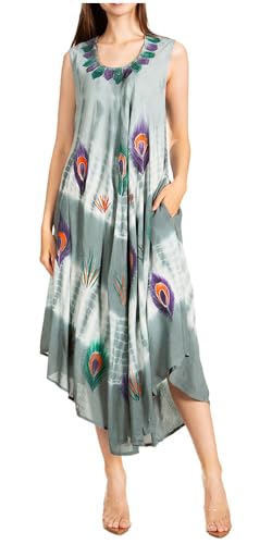 Sakkas 201RC Pfauenfeder Kaftan Kleid/Cover Up - Grau - OS von Sakkas