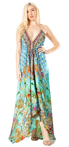 Sakkas 2021 - Lizi 2 Damen Maxi High-Low Halfter Taschentuchkleid Beach Party Vacation - 515 - OS von Sakkas